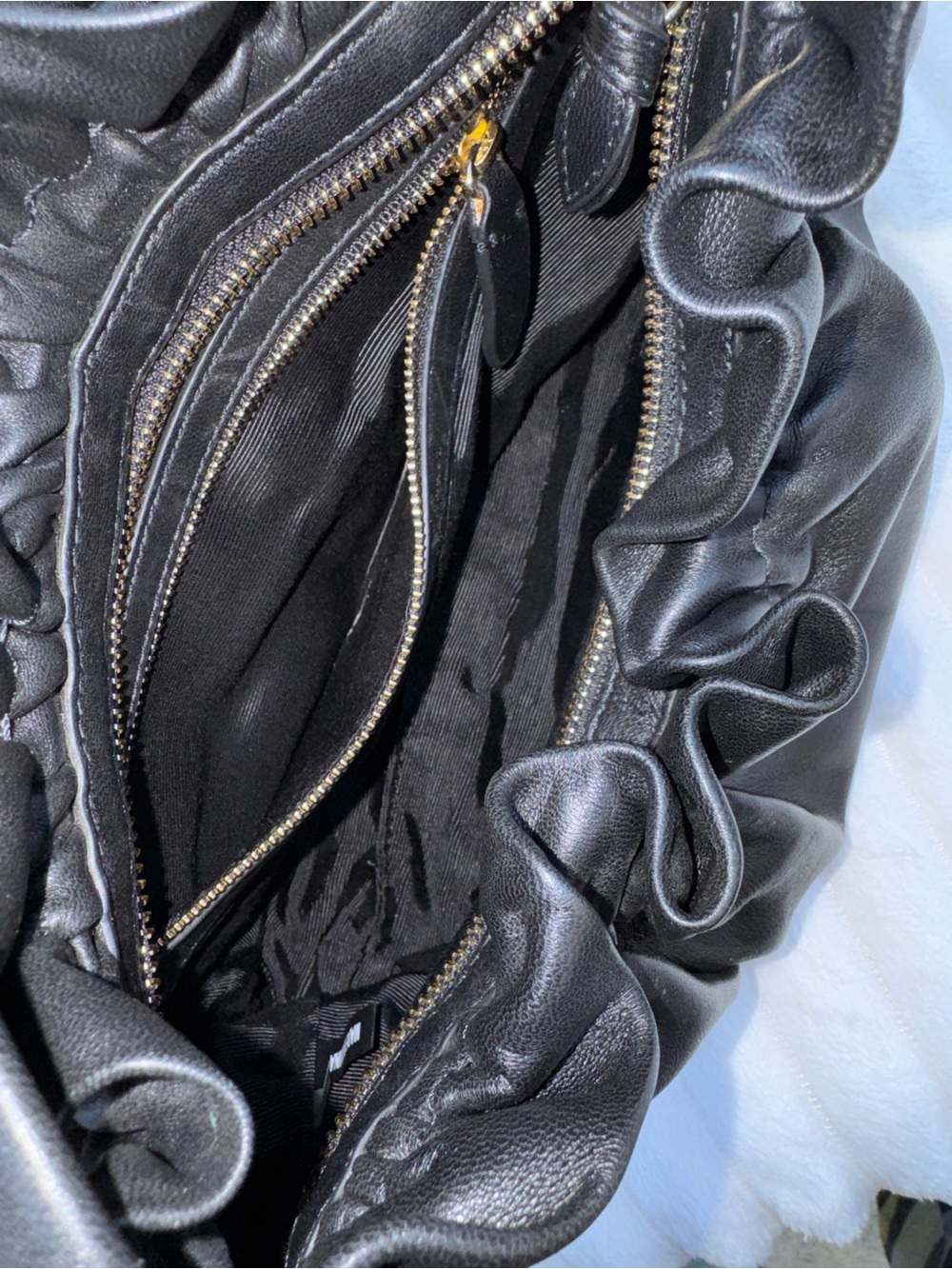 Loeffler Randall Alicia Gathered Baguette Bag in Black Sheepskin Leather - Picture 9 of 16